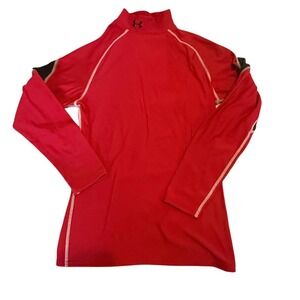 Under‎ Armour Boys Youth Medium ColdGear Red Mock Neck Compression Shirt 10/12